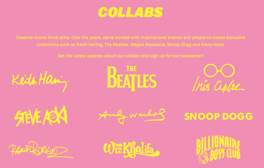 colaboraciones, the Beatles, Wiz Khalifa, Snoop Doog, Keith Haring